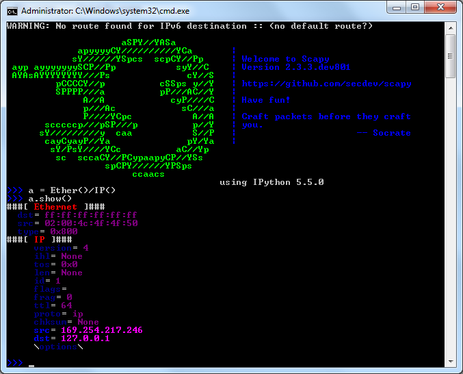 Scapy unter Python 3.7 einbinden