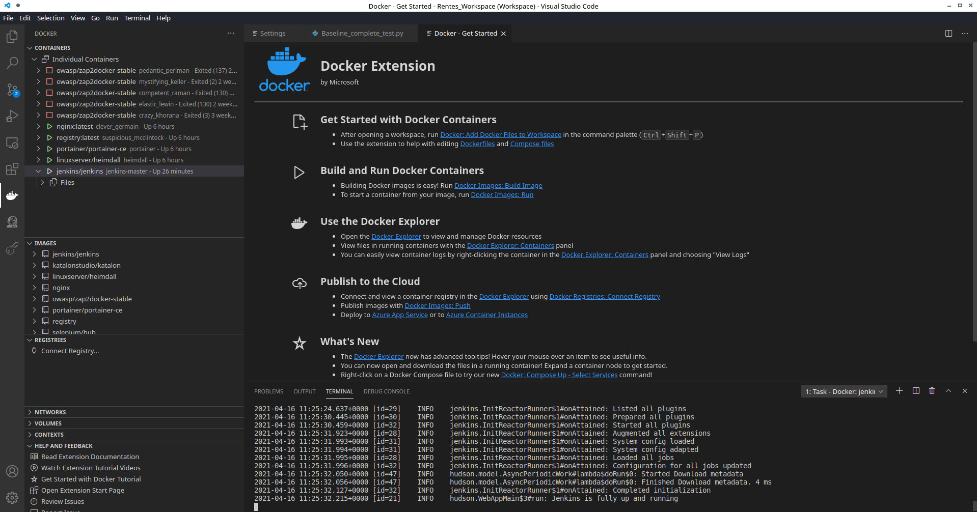 Docker verwalten in Visual Studio Code